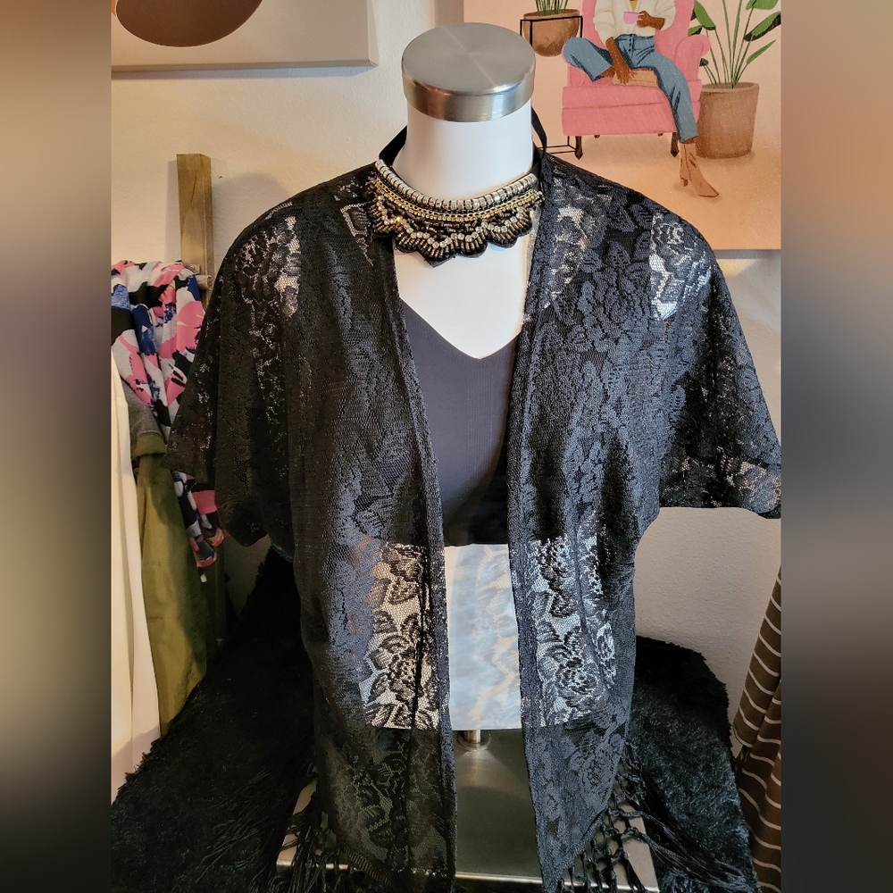 Cover-up Black Lace Top